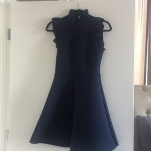 Fit and Flare Ruffled Scuba Dress